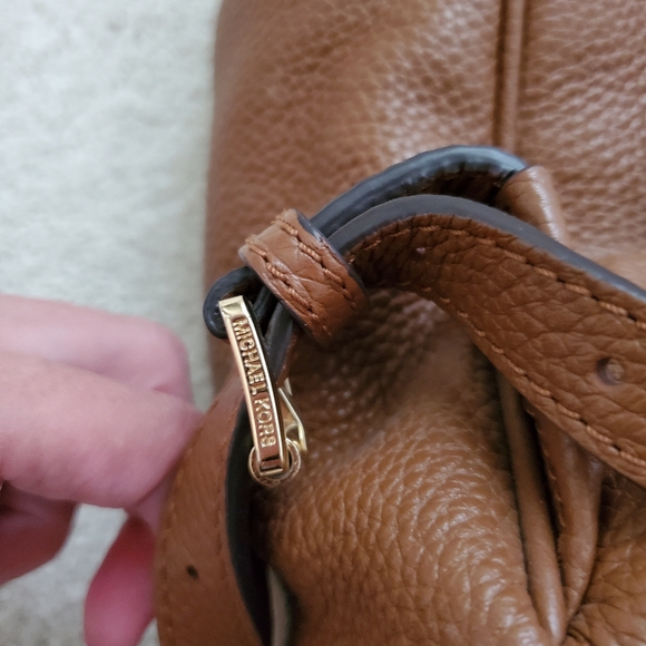 Michael Kors Brown Abbey Pebbled Leather Backpack - Picture 13 of 16